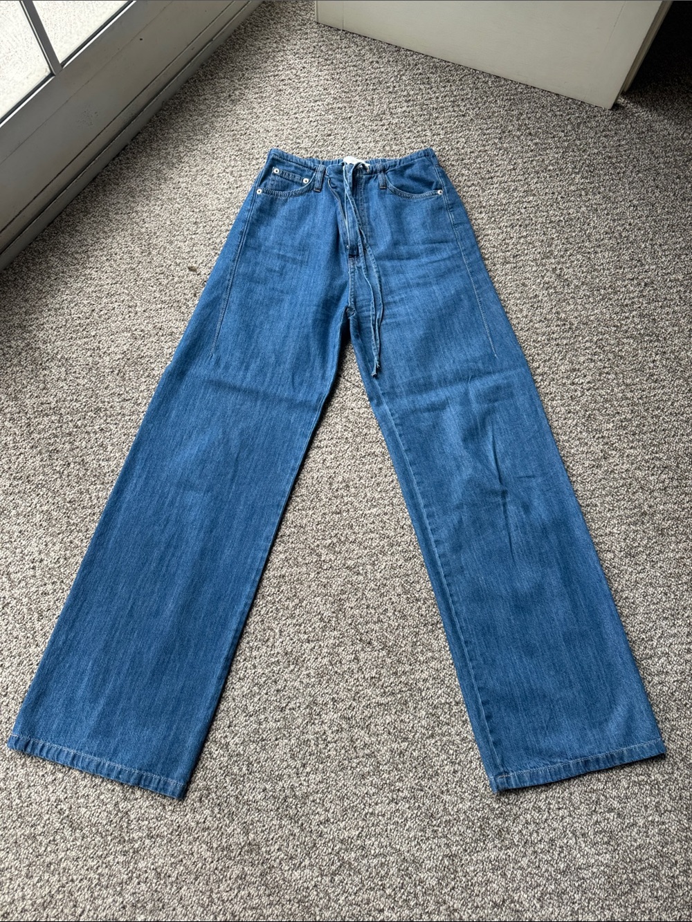 Zara Women's Relaxed Wide-Leg Blue Denim Jeans like sweatpants